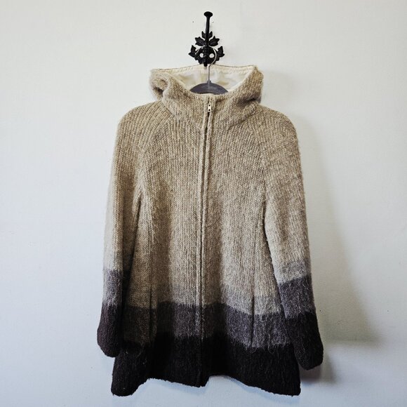 VTG Alafoss Icewool 100% Pure Virgin Wool Sweater Womens S Zip Ombre Jacket - Picture 1 of 3